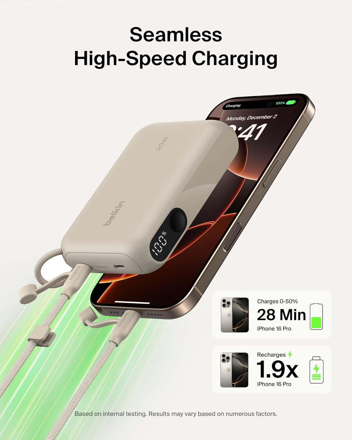 Portable Charger Slim 10,000mAh USB-C Power Bank - (Sand)