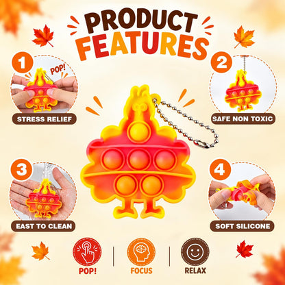 Fall Party Favors Supplies Gifts (20 PCS) Thanksgiving Fidget Toy Keychains