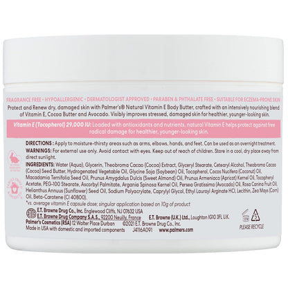 Palmer's Natural Vitamin E Body Butter 48 HR Moisture - Dermatologist Recommended -  7.25 oz