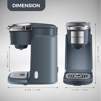 Mixpresso Enkelkoppie Koffiebrouer - Vinnige Brou, Een-Raak Funksie, 350ml Een Koppie Grys Koffiemaker