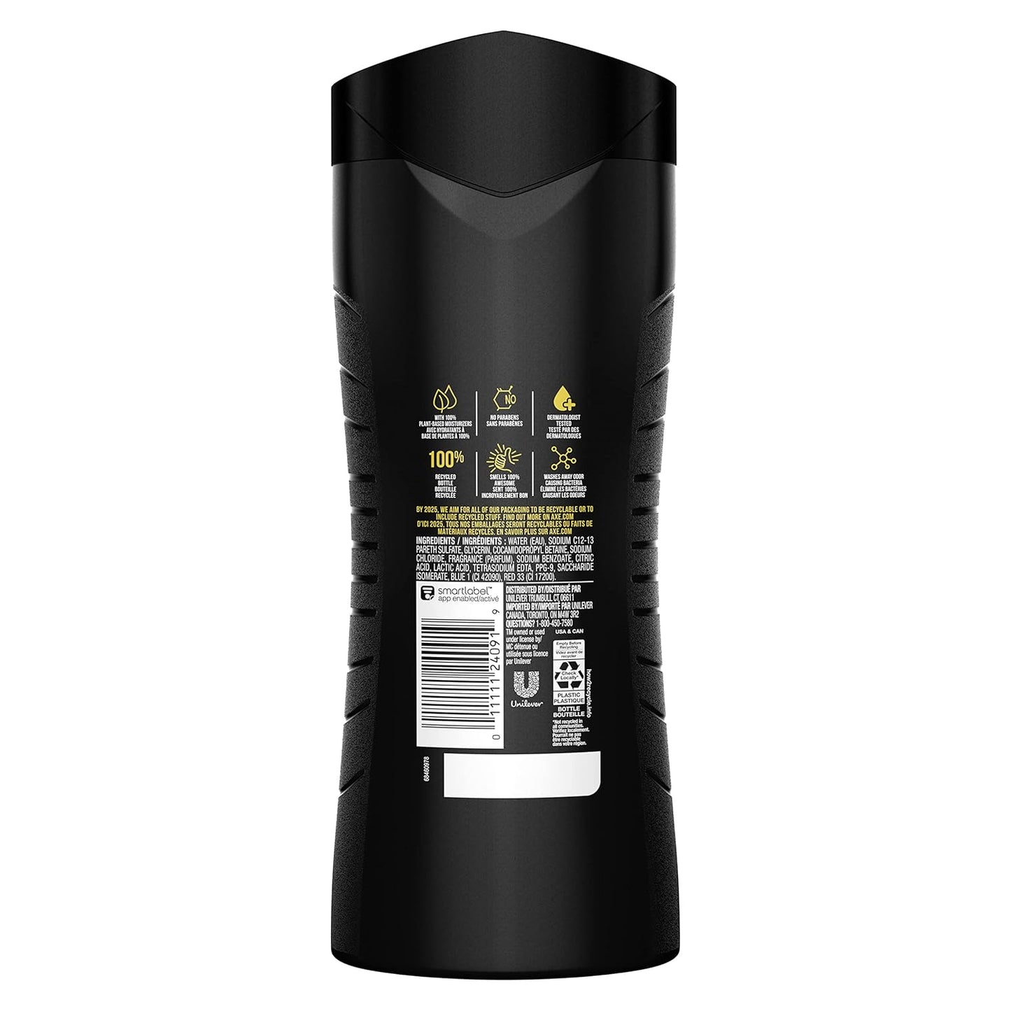 AXE Body Wash 12h Refreshing Scent Excite Crisp Coconut and Black Pepper Men's Body Wash 100% Plant-Based (16 oz) Pack of 2