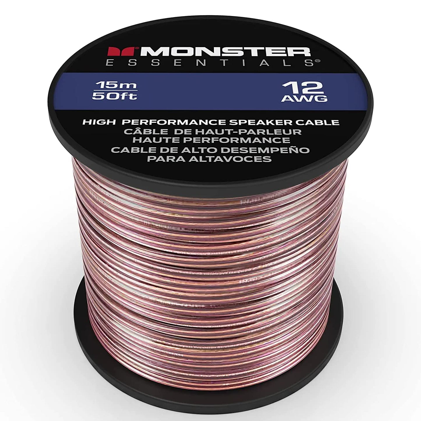 Monster XP Koperbeklede Aluminium (KBA) Luidsprekerdraad 12 Gauge Kabel 50 FT Katrol - Ideaal vir Tuisbioskoopkabels en Motorklankkabel