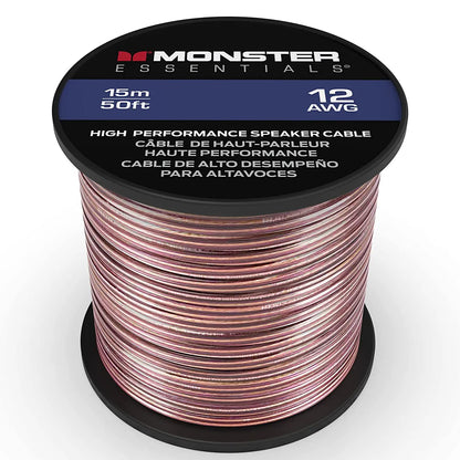 Monster XP Koperbeklede Aluminium (KBA) Luidsprekerdraad 12 Gauge Kabel 50 FT Katrol - Ideaal vir Tuisbioskoopkabels en Motorklankkabel