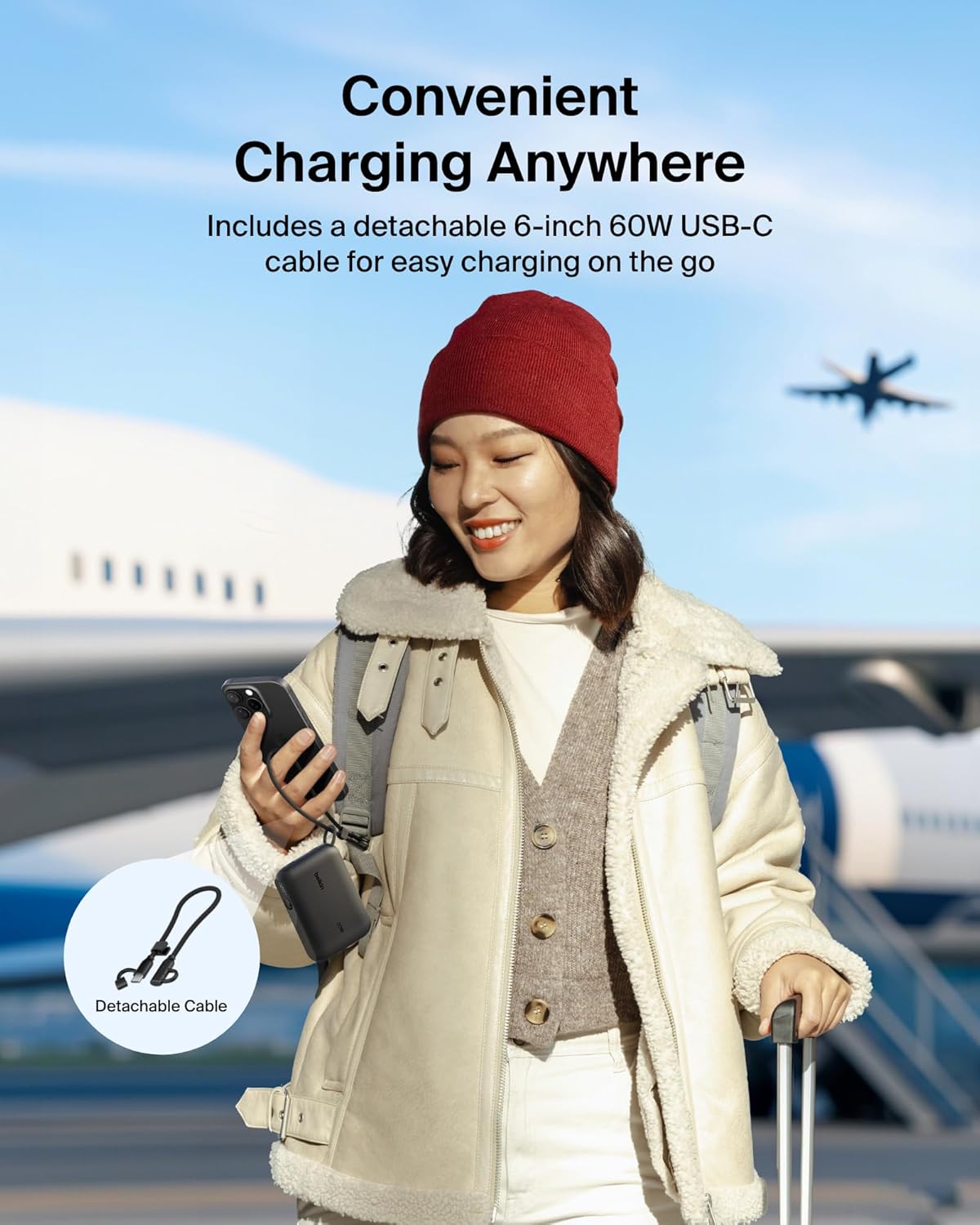 Portable Charger Slim 10,000mAh USB-C Power Bank - (Black)