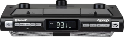 Modern Wireless Under Cabinet Kitchen Universal Bluetooth Music System, FM Radio, Clock LCD Digital Display , Built-in Hands-free Mic & Speakers (Includes Mounting Hardware)