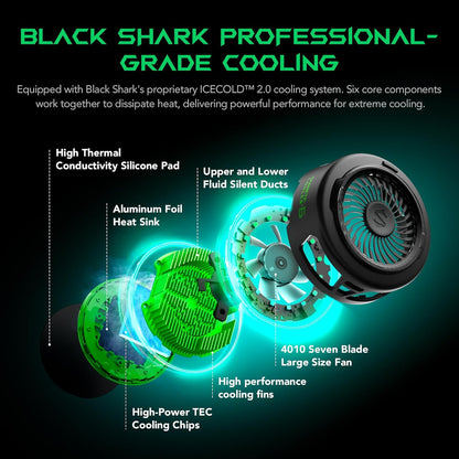 Magnetic Cell Phone Cooler for Gaming, Portable Mobile Phone Cooling Fan with RGB Light, App-Controlled Cellphone Radiator for iPhone Magnetic Series/iPad (Black)