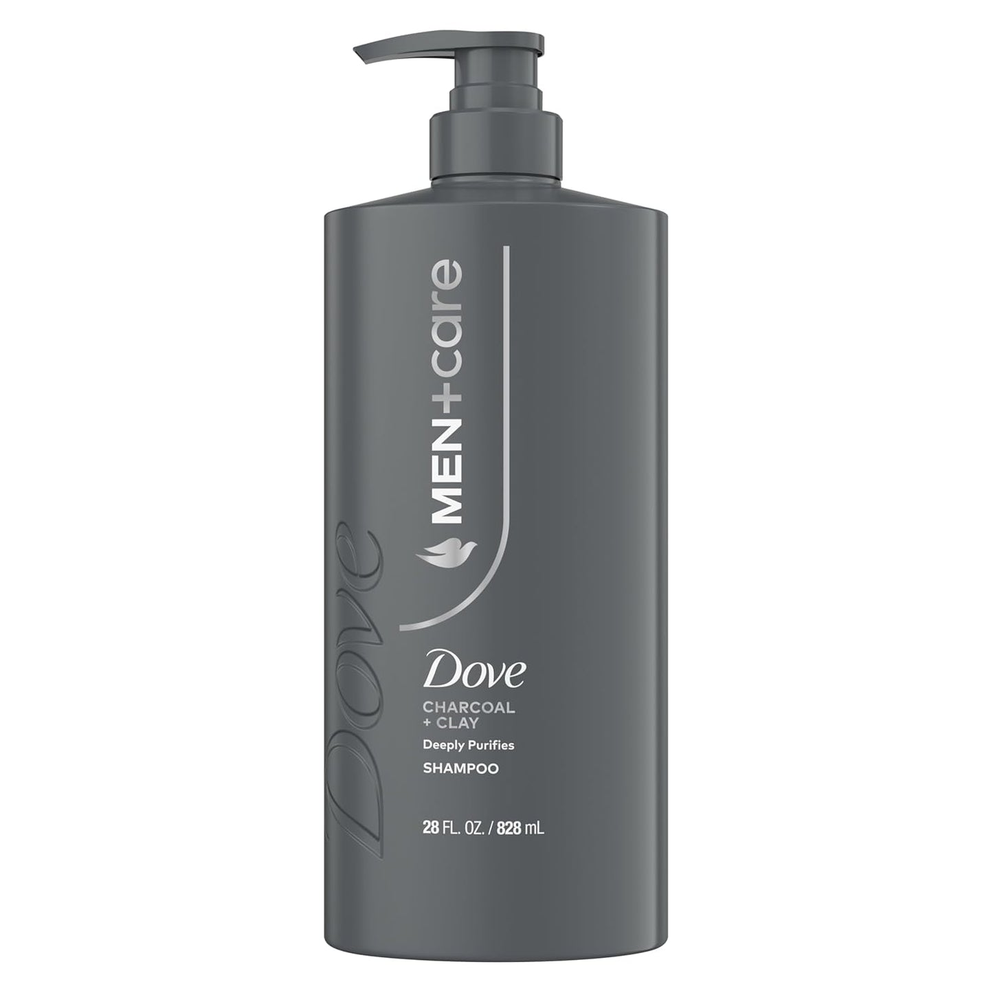 DOVE MEN + CARE Shampoo Charcoal + Clay for Real Hair that Powers Up Hair Strength, w/ Deep Purifying Benefits, 28 Fl oz. (2 CT)