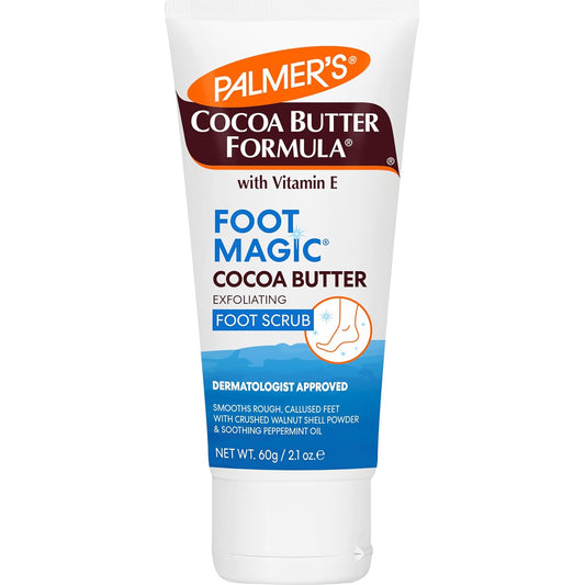 Palmer's Cocoa Butter Formula Foot Magic Exfoliating Foot Scrub with Vitamin E for Dry, Cracked Feet, Use with Foot Scrubber for Pedicure, 2.1 0z - (Pack of 2)