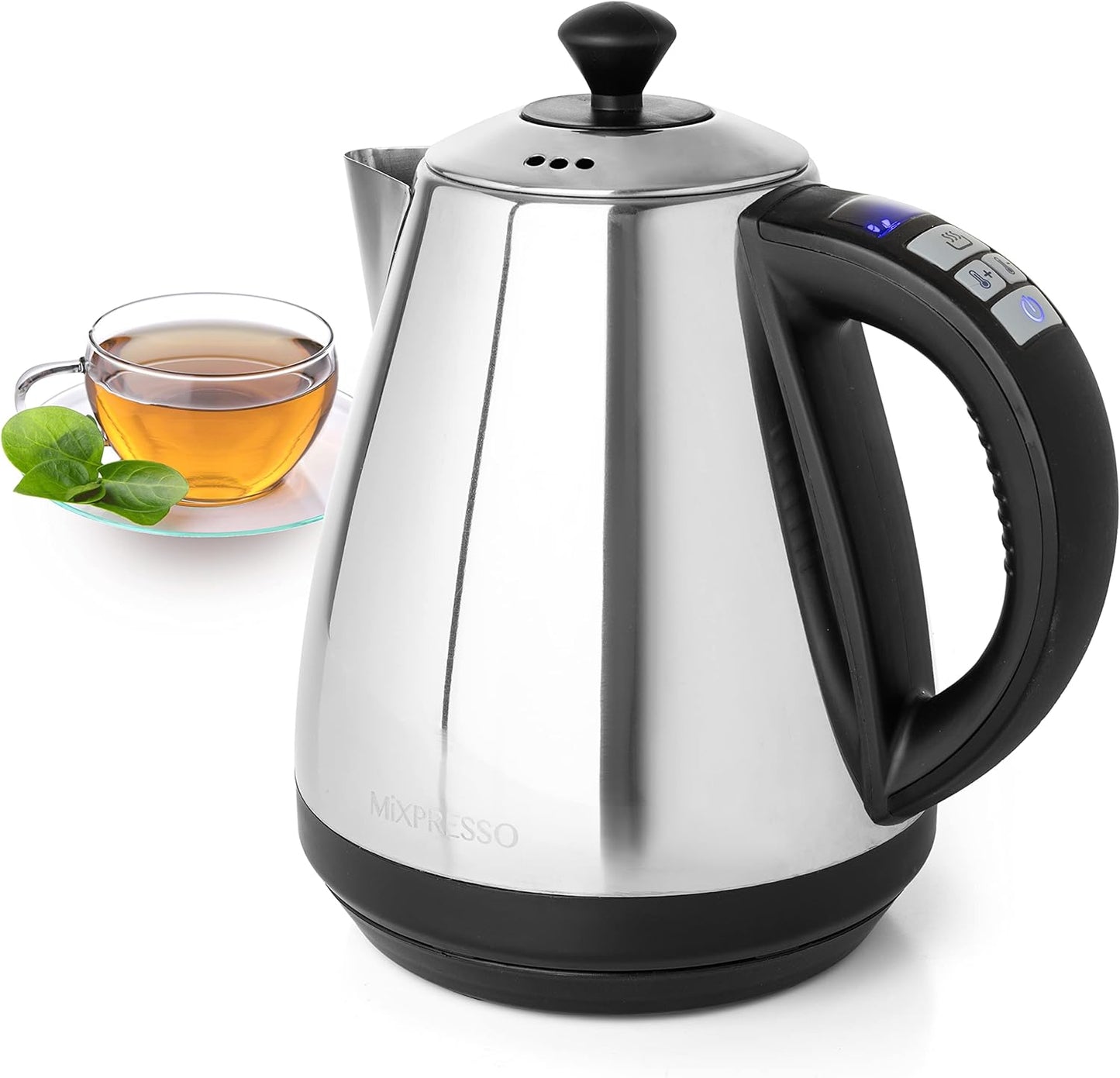 Mixpresso Elektriese Ketel Temperatuurbeheer, Warmwaterketel Elektries, Koordloos 1 Liter Kapasiteit, Hou Warm & LED-aanwyser, Outomatiese Afskakeling, Droogkookbeskerming, Vlekvrye Staal Elektriese Ketel