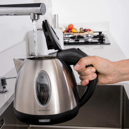 Mixpresso 1.2L Roesvrye Staal Klein Elektriese Ketel, Koordlose 1500w Vinnige Kookpot, Draagbare Warmwater Elektriese Teeketel Met Droogkookbeskerming & Outomatiese Afskakeling