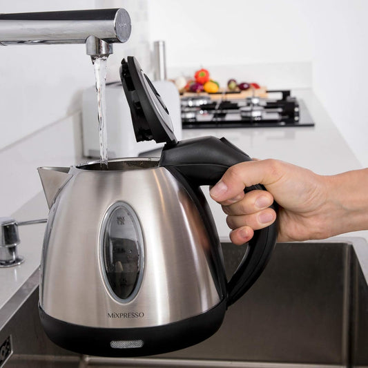 Mixpresso 1.2L Roesvrye Staal Klein Elektriese Ketel, Koordlose 1500w Vinnige Kookpot, Draagbare Warmwater Elektriese Teeketel Met Droogkookbeskerming & Outomatiese Afskakeling