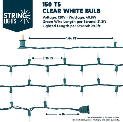 Deursigtige Kersfees Stringligte Binne, 300 Stuks Mini Warmwit Sprokiesligte, 19 m Beligtingsdekor - Groen Draad