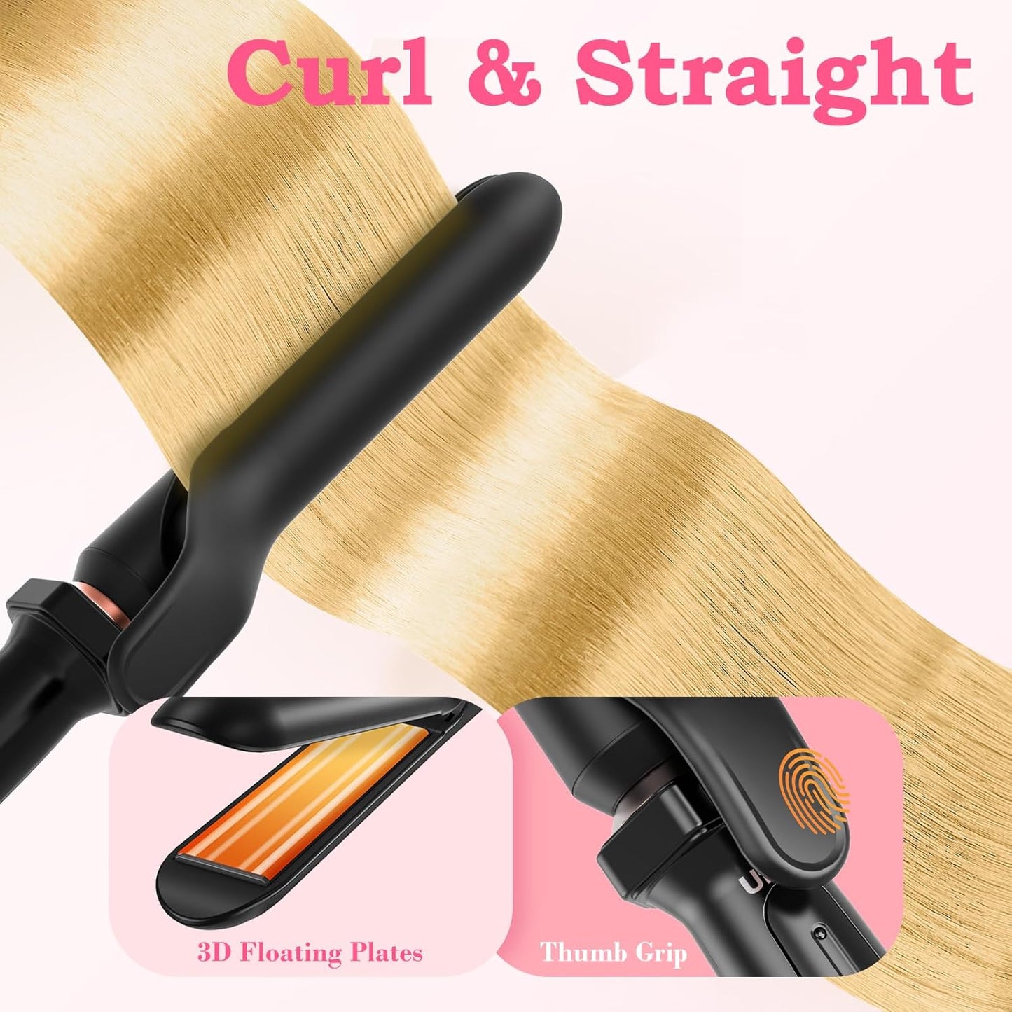 5 in 1 Curling Iron with Interchangeable Ceramic Barrels Wand Set with Flat Iron Hair Straightener, Instant Heat Up, Dual Voltage Hair Curler, Gifts for Women