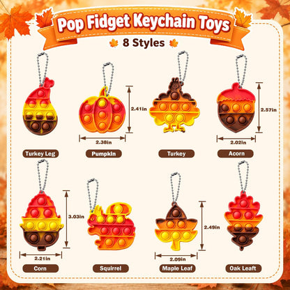 Fall Party Favors Supplies Gifts (20 PCS) Thanksgiving Fidget Toy Keychains
