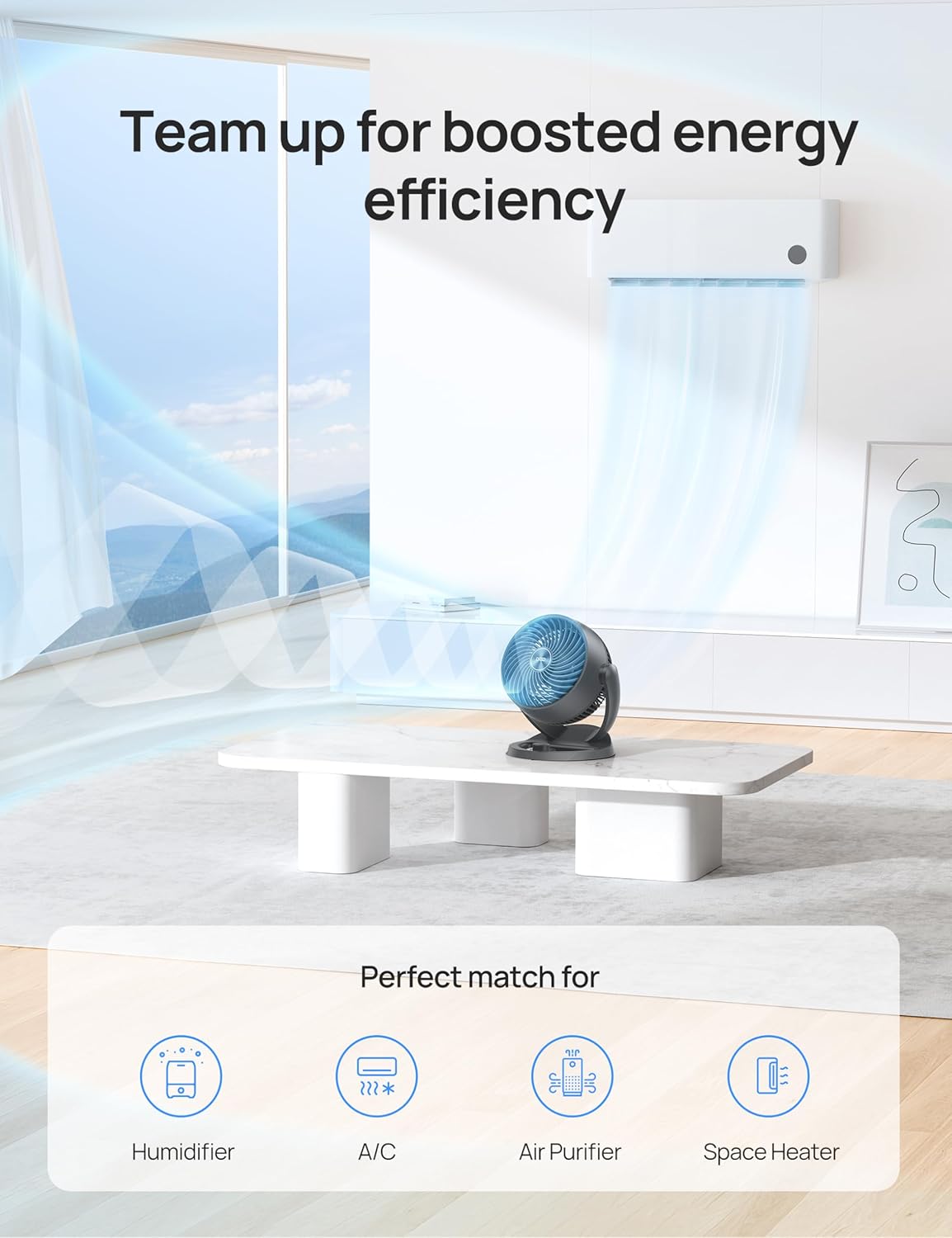12" Desk Fan 70ft Powerful Airflow, 28db Quiet Table Air Circulator for Whole Room, 120° Adjustable Tilt, 3 Speeds - Grey