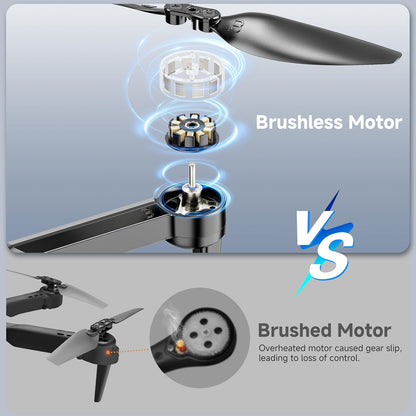 Drone w/ Camera 4K Brushless Motor Mini Foldable RC Drones Propeller Guards Voice Control, Anti-Lost Alarm