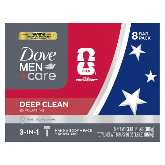 Dove Men+Care Men's Bar Soap Deep Clean Moisturizing Effectively Washes Away Bacteria - 3.75 oz (8PK)