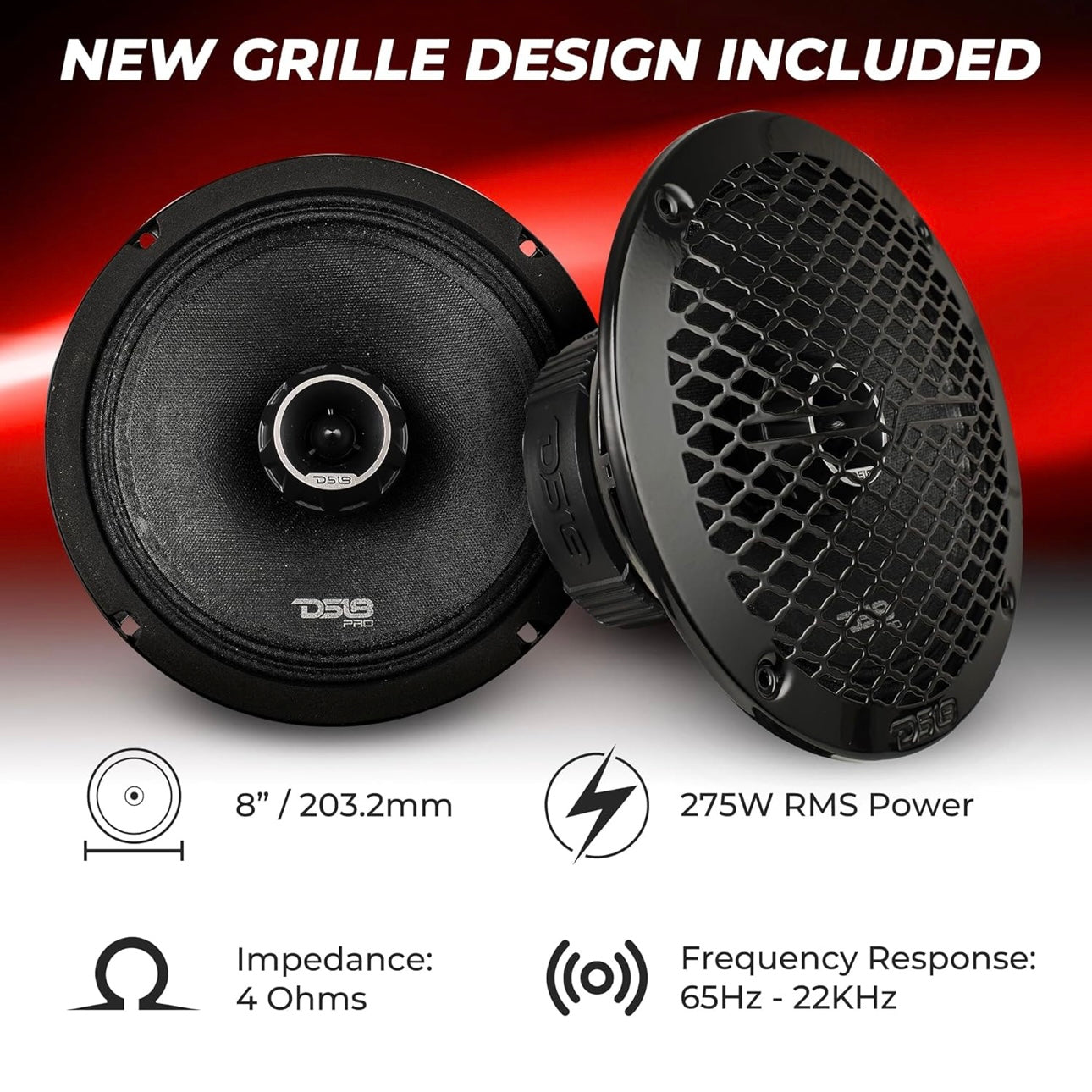 DS18 PRO-ZT Pro Audio 8 INCHES Coaxial Midrange Speakers with Built-in Bullet Tweeter - 1PC