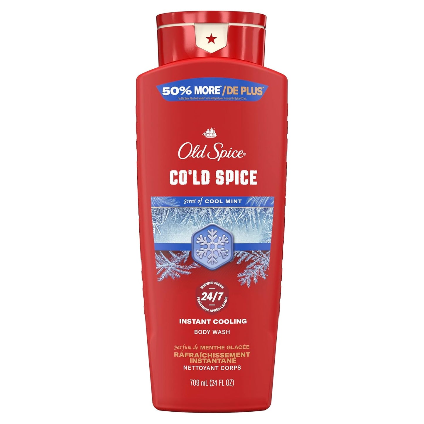 Old Spice Body Wash for Men, 24/7 Shower Fresh & Clean with Daily Use, Lasting Signature Scent - Cold Spice with Cool Mint Scent, 24 oz (Pack of 2)
