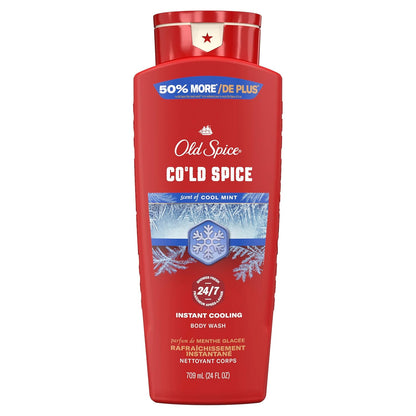 Old Spice Body Wash for Men, 24/7 Shower Fresh & Clean with Daily Use, Lasting Signature Scent - Cold Spice with Cool Mint Scent, 24 oz (Pack of 2)