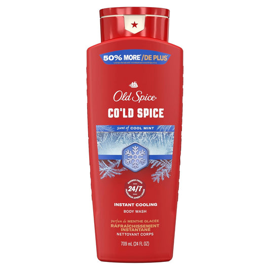 Old Spice Body Wash for Men, 24/7 Shower Fresh & Clean with Daily Use, Lasting Signature Scent - Cold Spice with Cool Mint Scent, 24 oz (Pack of 2)