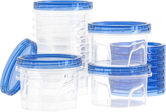 Herbruikbare Vriesskos Houerstelle met Lugdigte Draaideksel, Ronde BPA-vrye Plasiekhouers met Deksel vir Kombuisvoorbereiding, Mikrogolf-, Skottelgoedwasser- en Vrieskashouers [12 Pak-473ml]