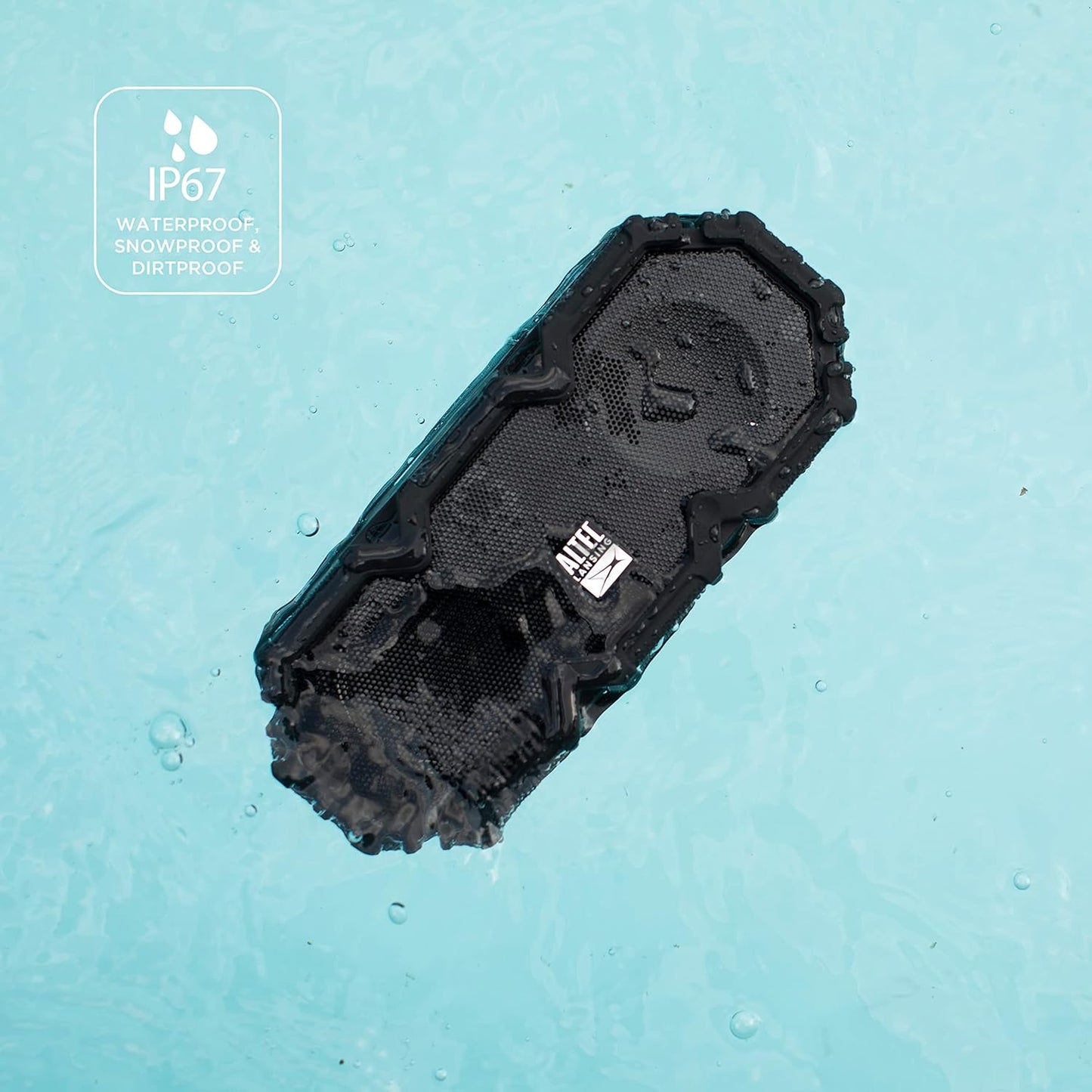 Altec Lansing LifeJacket - Waterdigte Bluetooth-luidspreker, duursame en draagbare luidspreker met Qi-draadlose laai en stemassistent, swart