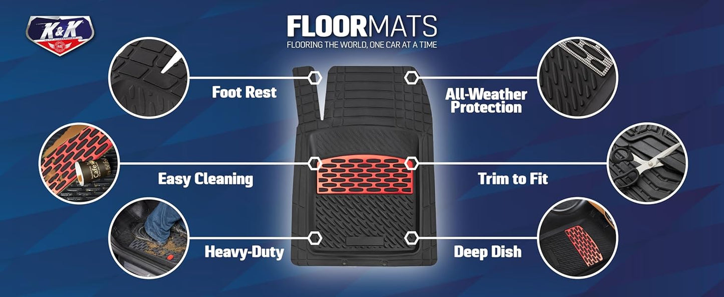 3D Car Floor Mat Thick Heavy Duty Durable Universal - Sapphire Carbon Deep Dish for Cars SUVs Minivan Truck