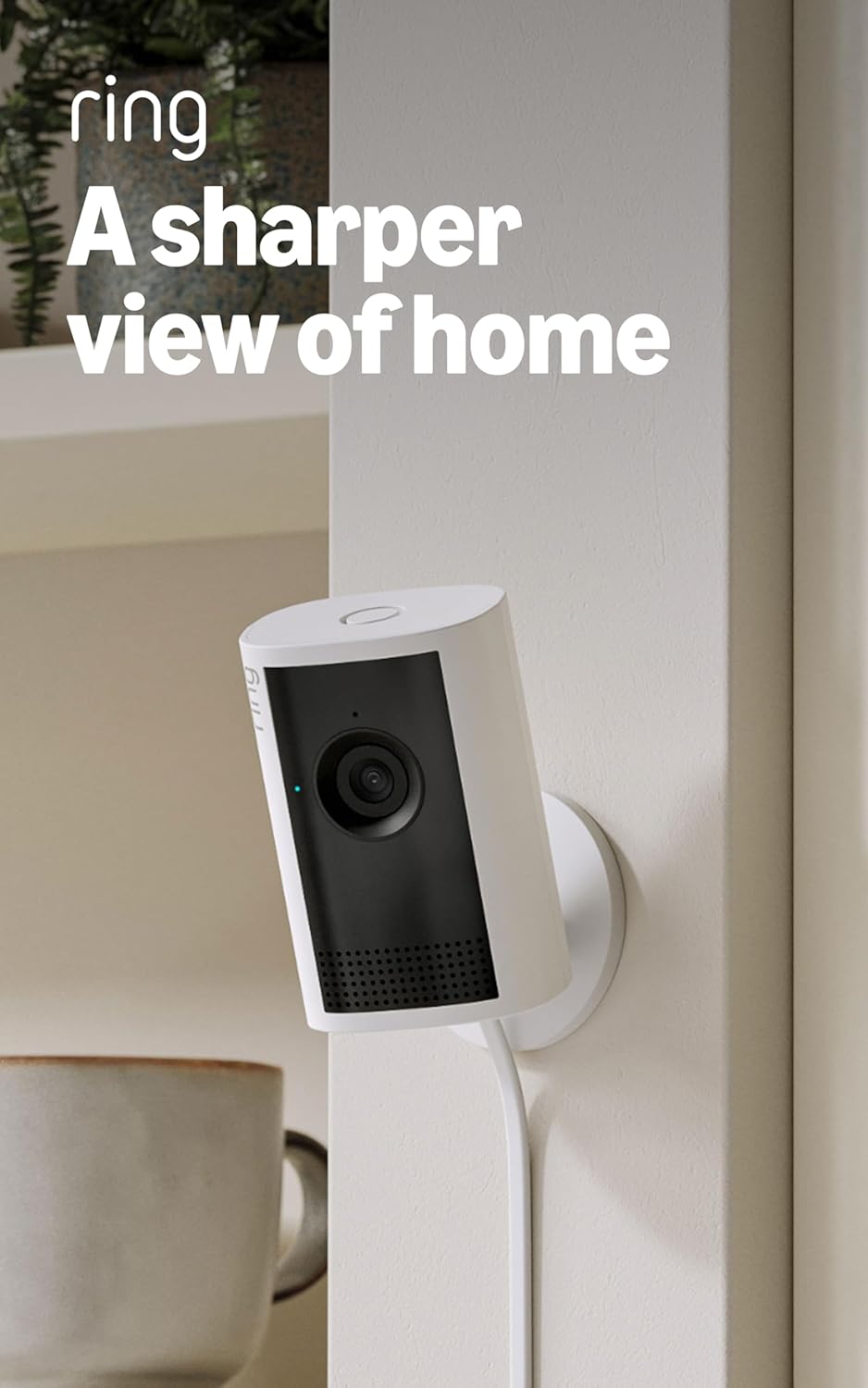 Ring Indoor Cam Plus 2K HD-sekuriteitskamera - (Wit) Nuutste Model