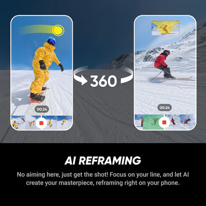 Insta360 X5 Snowboard Bundle - Waterproof 8K 360° Action Camera, Invisible Selfie Stick Effect, Leading Low Light, Rugged & Replaceable Lens, 3-Hour Battery, Clear Audio, Stabilization