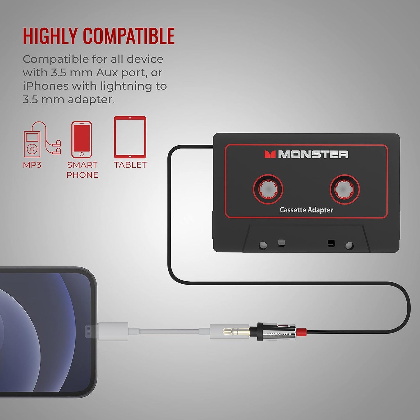 Monster iCarPlay Cassette Adapter 800 for iPod and iPhone