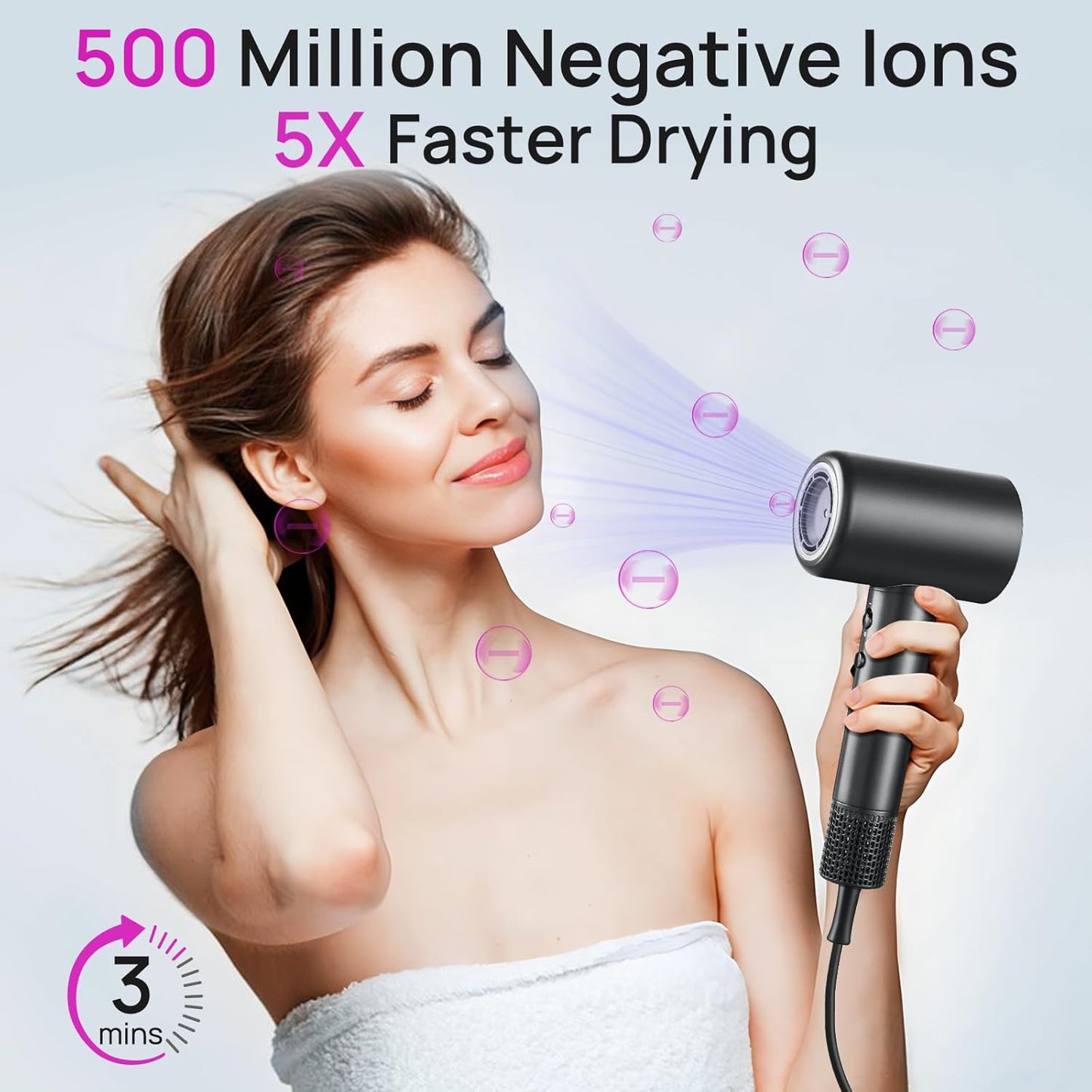 CONFU Haardroër, 110000 RPM Vinnigdrogende Blaasdroër met Magnetiese Diffuser en Konsentreerder, Professionele Liggewig Ioniese Haardroër vir Vroue en Mans