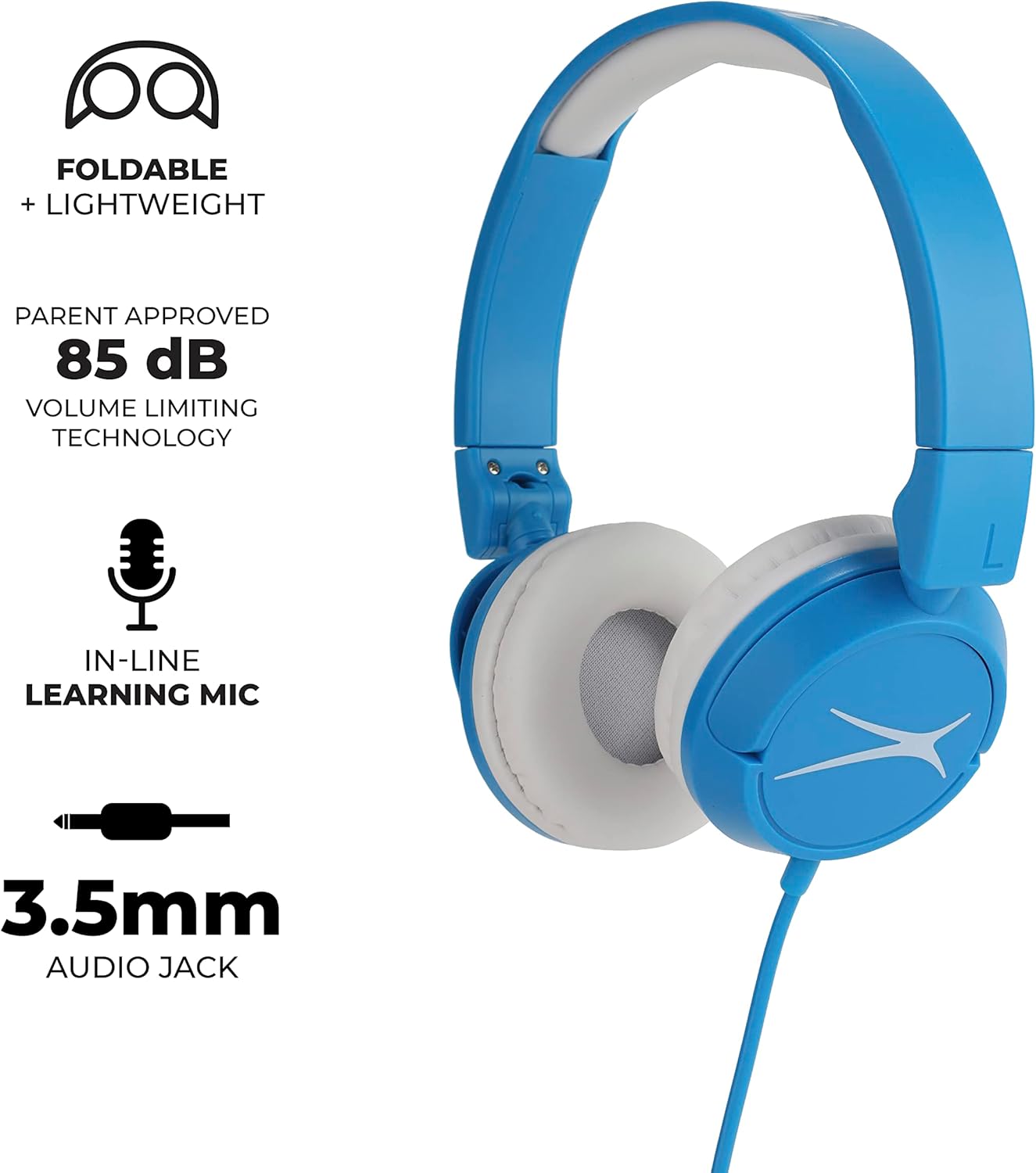 Altec Lansing Over The Ears Koptelefoon vir Kinders - Tegnologie vir Volumeblocking vir Ontwikkelende Ore, Ouderdomme 6-9, Ideaal vir Tuisleer, Blou