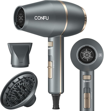 CONFU Haardroër, Haardroër met Diffuser 1875W, Negatiewe Ioniese Haardroër vir Vroue en Mans, Klein Haardroër vir HUIS