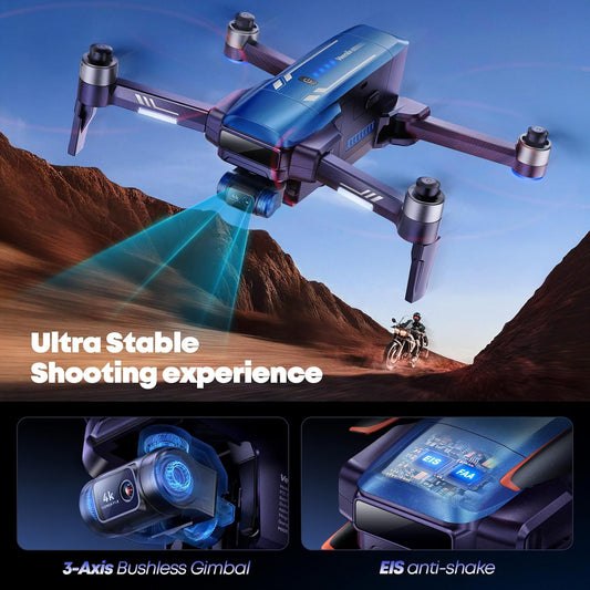 V11PRO hommeltuig met 8K-kamera vir volwassenes, 3-as-gimbal hommeltuie met 4K/30fps video, 48 miljoen pixels, 80 min vlugtyd met 2 batterye, 6KM video-oordrag Quadcopter, Professionele hommeltuig