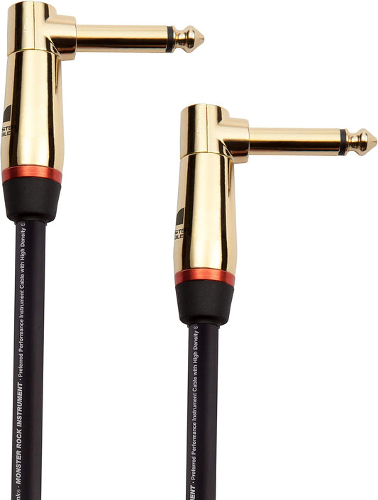 Monster Prolink Rock Instrumentkabel. 8 duim Regte Hoek na Regte Hoek Kitaarkabel. vir Elektriese Kitaarkabel. 95% Koper Gevlegte Afgeskermde Kitaarkabel