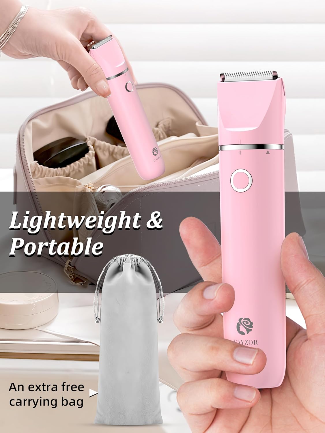 Bikini Trimmer and Shaver Kit  - 2-in-1 Wet/Dry Electric Body Hair Trimmer Facial Hair Removal Cordless Waterproof - (Pink)