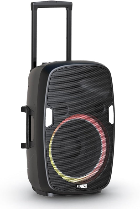 Altec Lansing SoundRover Koordlose Trolley Bluetooth-luidspreker met mikrofoon, Herlaaibare Stelselluidspreker vir Partytjies, Karaoke DJ met LED-ligte en USB-slimfoonlaaier