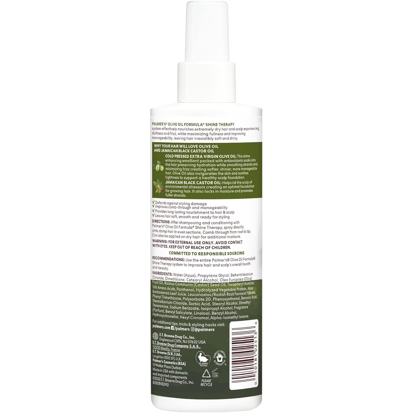 Palmer's Olive Oil Formula Leave In Conditioner Spray, Shine Therapy, Instantly Detangle, Soften and Smooth Textured and Curly Hair (8.5 0z)
