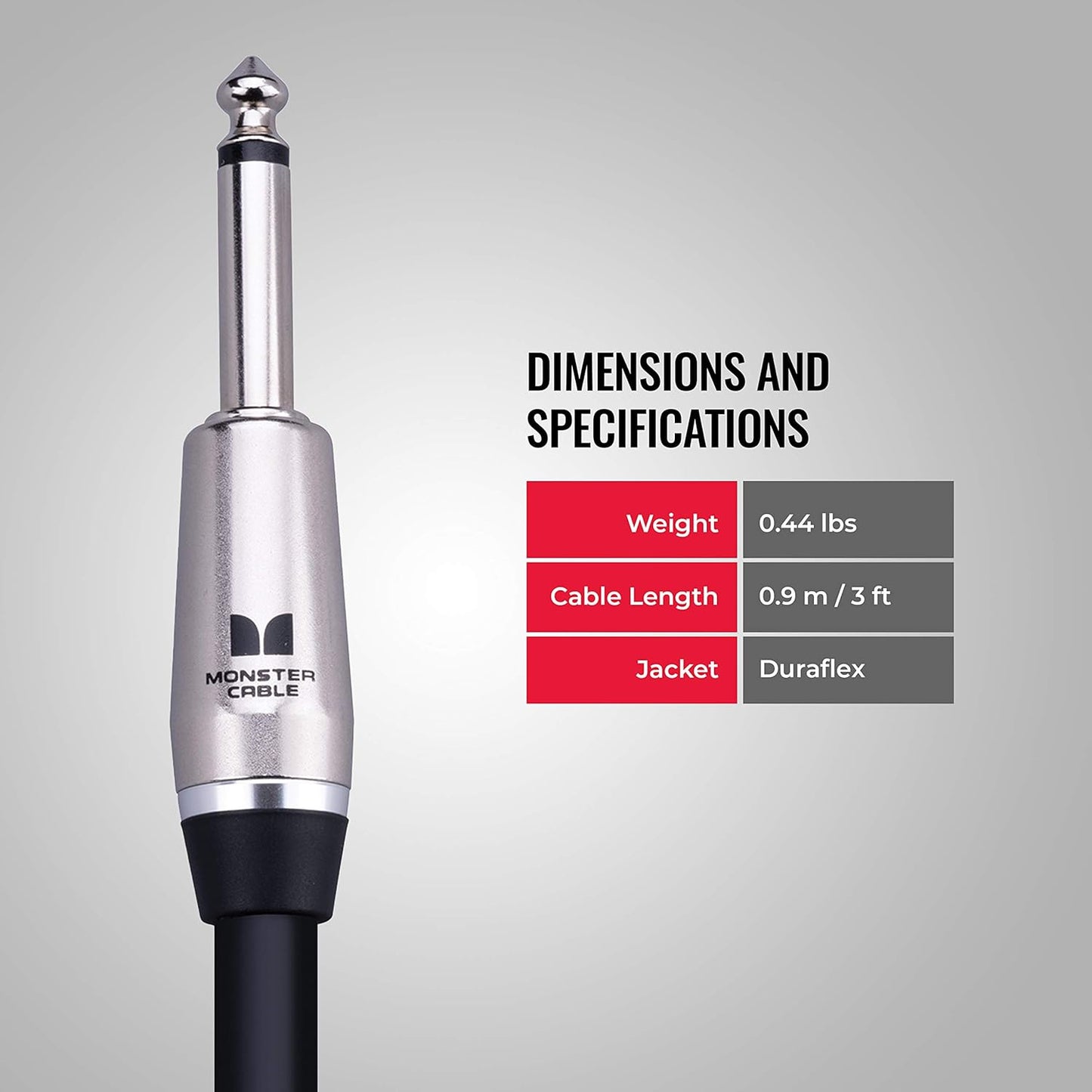 Monster Prolink Performer 600 Speaker Cable: 3 ft, Straight 1/4 Plugs