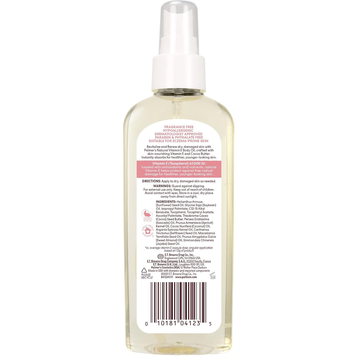 Palmer's Vitamin E Multi-Purpose Body Oil 48 HR Moisture - Fragrance Free - Hypoallergenic -  5.1 Oz
