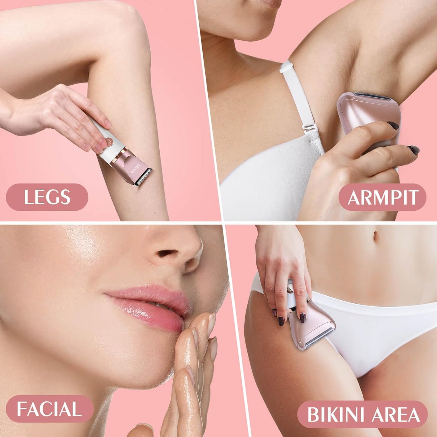 Electric Shaver Razors for Women Pubic Hair, Bikini Trimmer for Face and Body Hair, Wet & Dry Use Groomer, Hair Trimmer, Birthday Gifts for Women, Gold