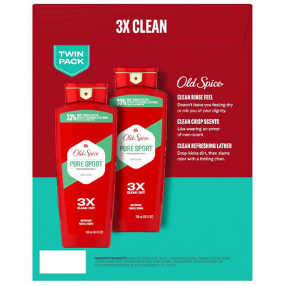 Old Spice Refreshing Body Wash for Men, High Endurance, 3X Defense, 24/7 Shower Fresh - Pure Sport Scent  (Pack of 2)