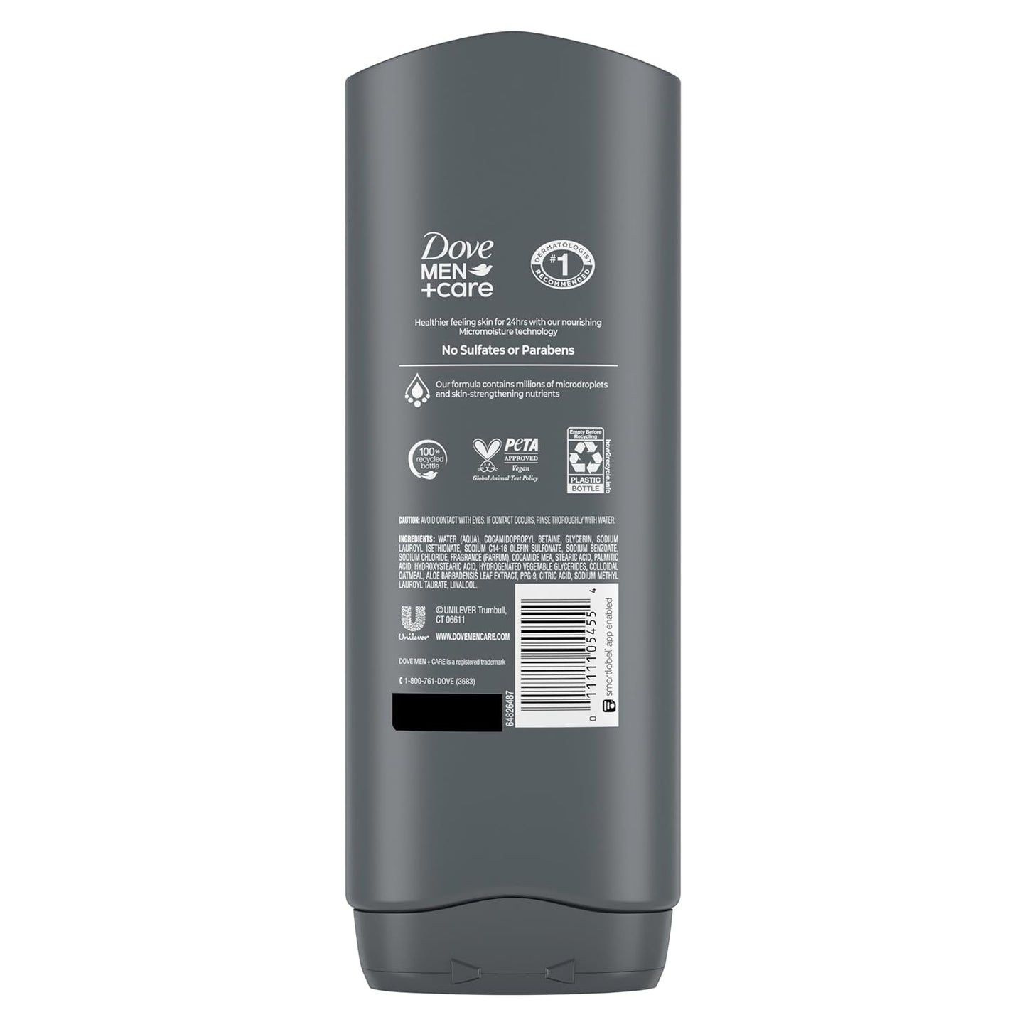 DOVE MEN CARE Body and Face wash 24 hrs Nourishing Micromoisture For Hydrated, Smooth Skin (4ct)