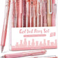 Rose Series Gel Pens, Cute Writing Pens w/ Black & Pink Ink, 0.5 mm Smooth Fine Point School Office Supplies Aesthetic Desk Accessories for Women - Set of 12