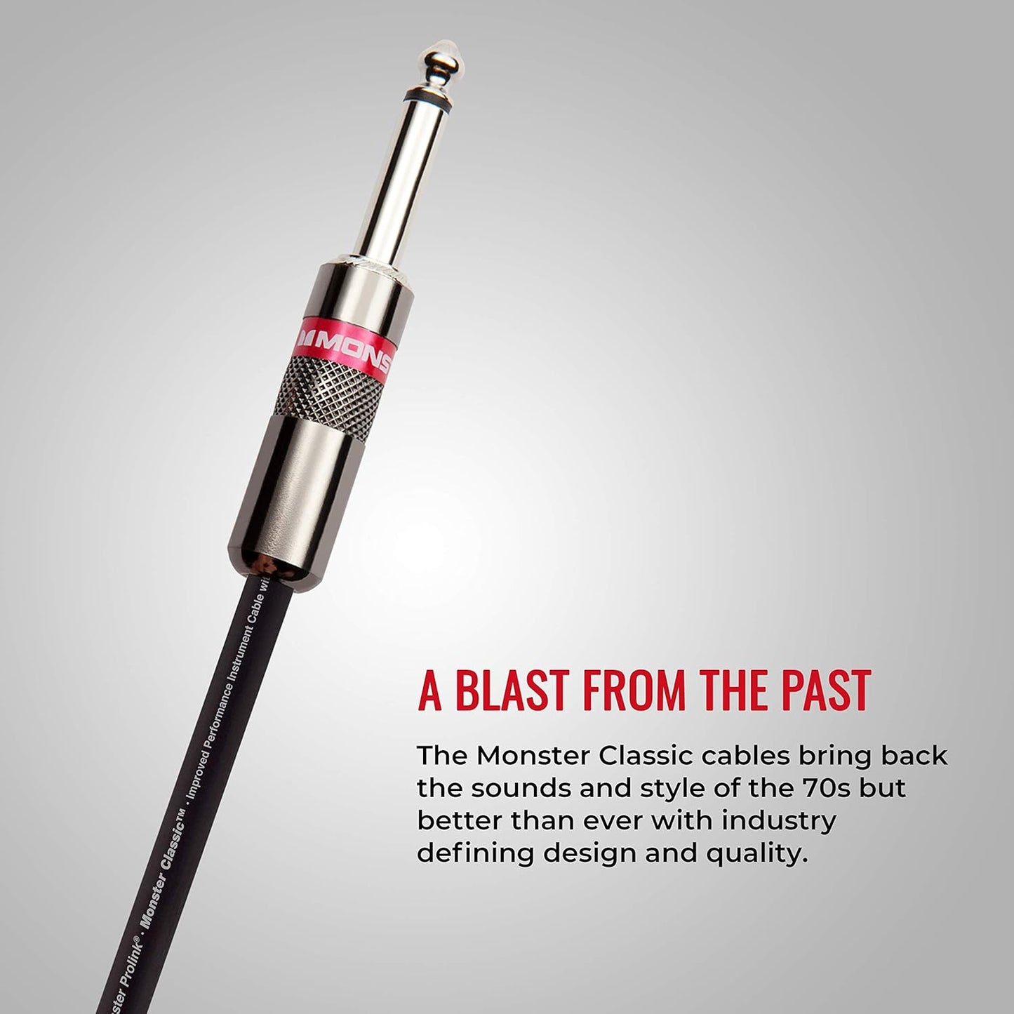 Monster Prolink Classic Instrument Guitar Cable - 3 ft Straight-to-Straight Instrument Cable. All Metal & Duraflex Outer Jacket. 90% Copper Braided Shield Monster Instrument Cable