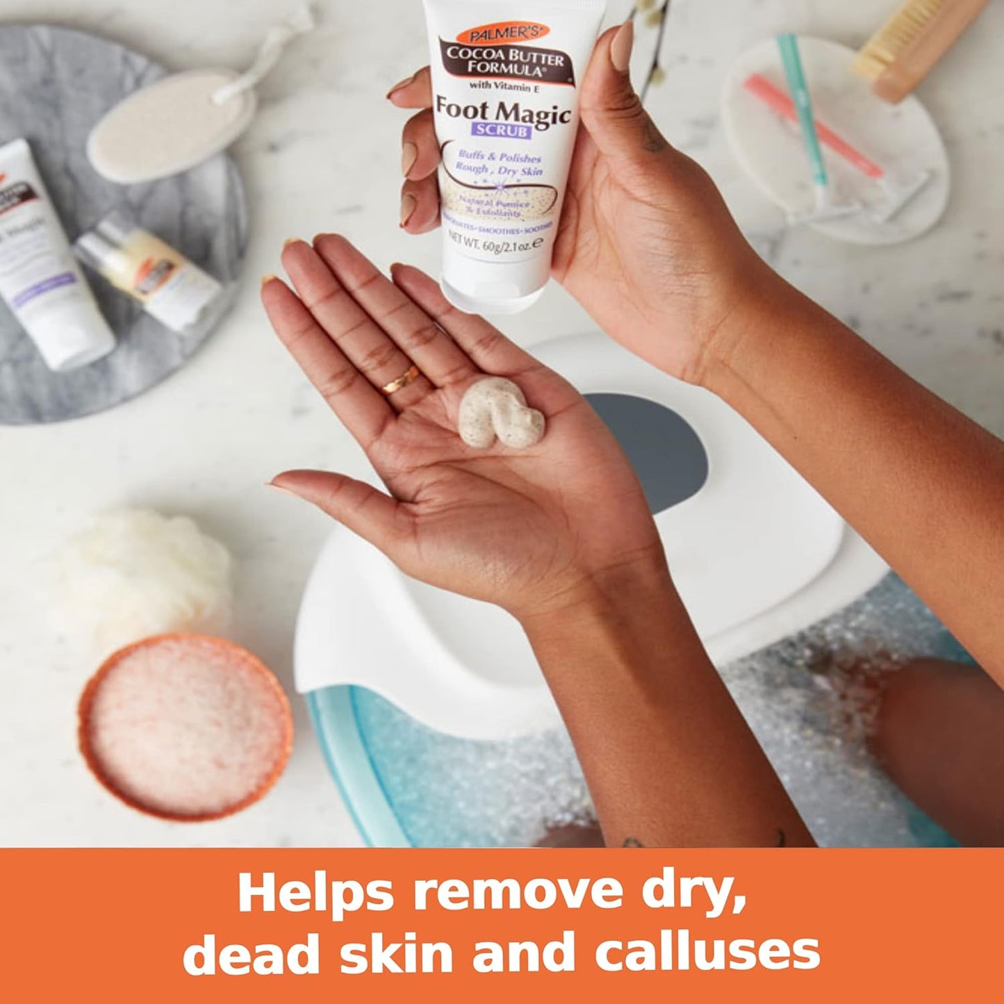 Palmer's Cocoa Butter Formula Foot Magic Exfoliating Foot Scrub with Vitamin E for Dry, Cracked Feet, Use with Foot Scrubber for Pedicure, 2.1 0z - (Pack of 2)