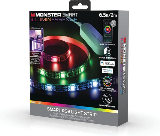 LED-strook Kort Wi-Fi Veelkleurige LED-ligstrook Monster 6.5Vt, Slimtoepassing, Aanpasbare Instellings, Enige Ruimte, Stembeheer, Alexa, Google Assistent, Maklike Installasie
