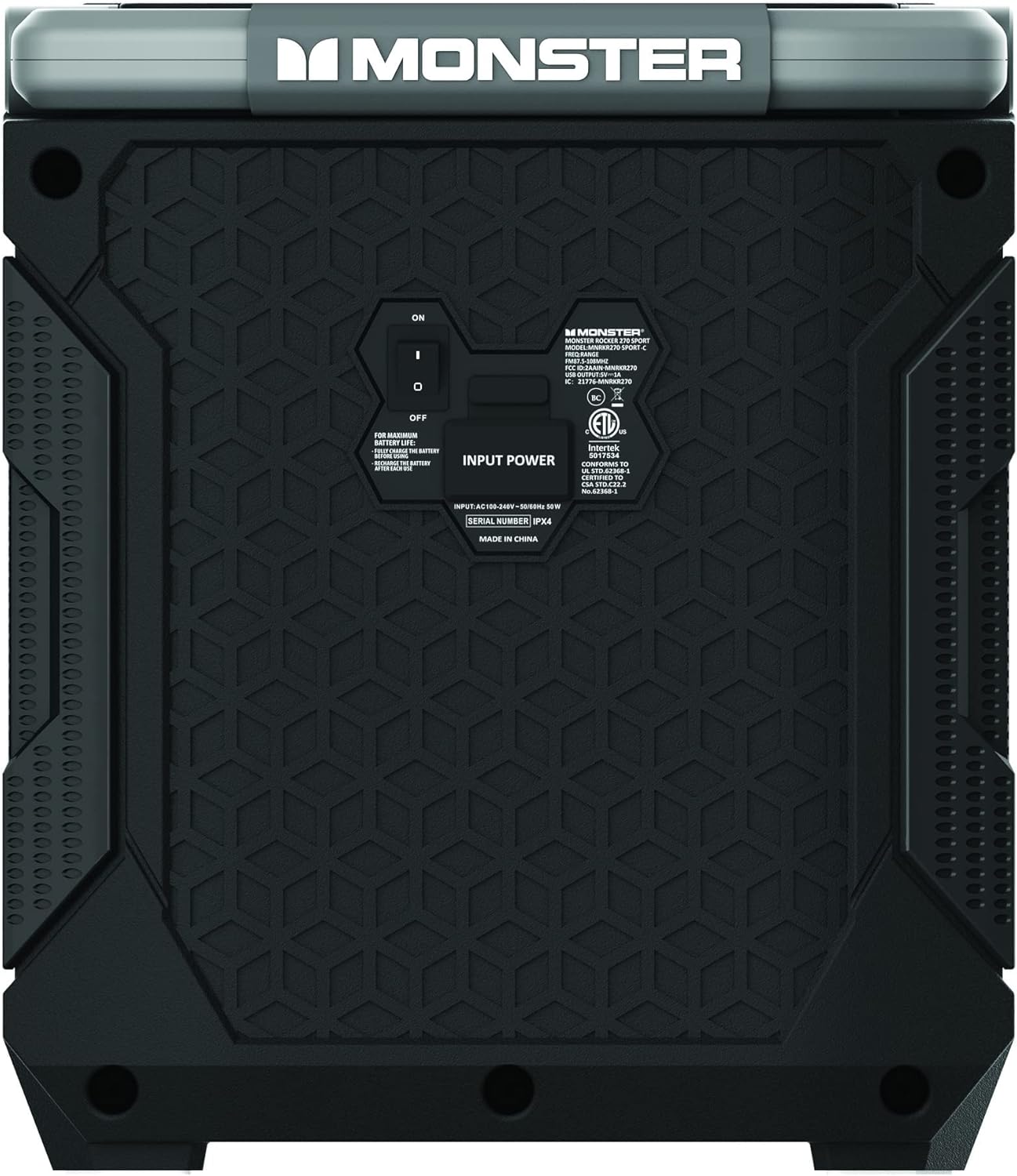 Monster Rocker 270 Sport | Portable Indoor/Outdoor Wireless Speaker, 60 Watts, Up to 24 Hours Playtime, IPX4 Water Resistant, Connect to Another TWS Speaker