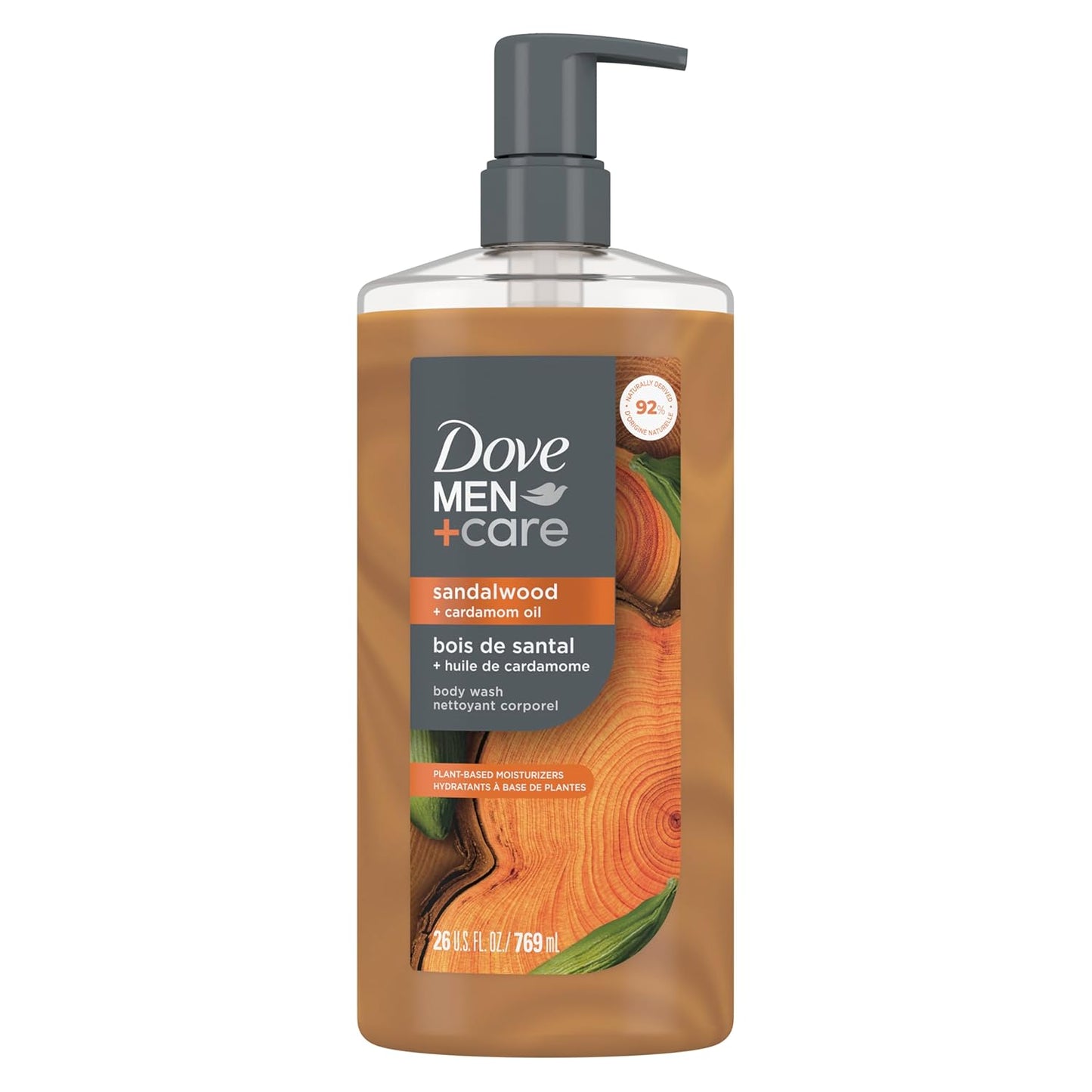DOVE MEN CARE Moisturizing Body Wash Sandalwood & Cardamom Oil Plant-Based (26oz) - 2PK
